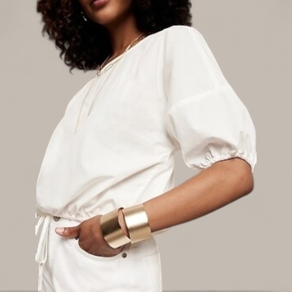 Banana Republic Puff Sleeve‎ Crop Top White S NWT - Picture 2 of 10